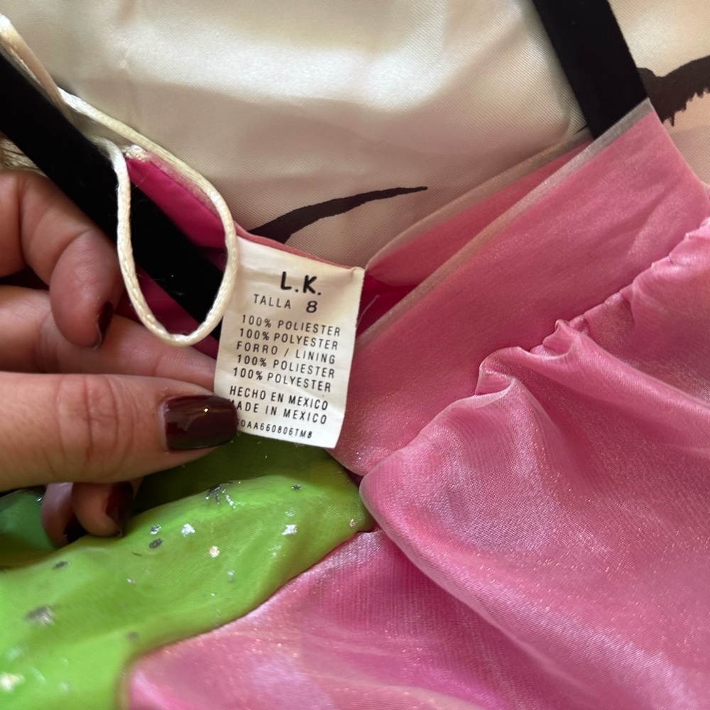 👸🏽💖 Magical lace up dress up pink and green princess dress girls size 8 - Picture 7 of 9